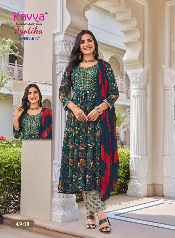 Kavya jyotika vol 43 umbrella cut kurti pant set wholesale flipkart